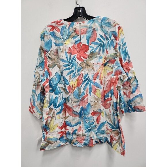Alfred Dunner Womens Tunic Top Size 16 Multi Leaf Print Crochet 3/4 Sleeve NWT - Picture 10 of 10